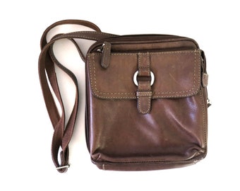 Brown Leather Fossil Purse Boho Bag Cross Body Shoulder Bag 90s Leather Purse Bag Vintage Womens Purse