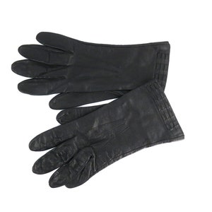 Black Leather Driving Gloves Fancy Miss Aris Dress Up Gloves Vintage Formal Leather Gloves Retro Costume Gloves Women&#39;s Medium 8