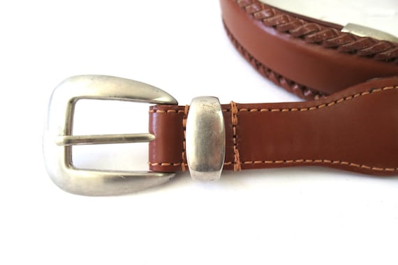 Brown Leather Stetson Belt Braided Leather Belt V… - image 3