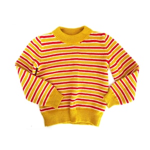 Vintage Striped Children&#39;s Sweater: Yellow & Red Knit