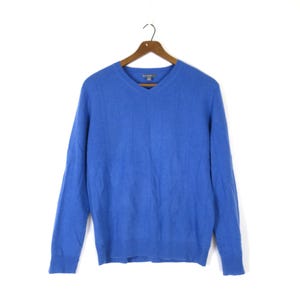 Blue Cashmere Sweater Soft Cashmere Preppy Sweater Simple Pullover Minimal Prep Sweater Women&#39;s Size XL