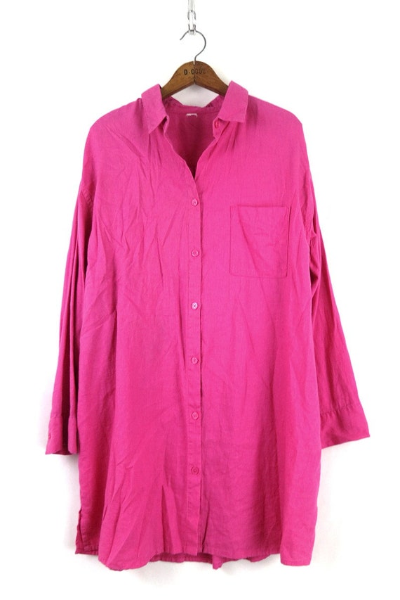 Bright Pink Shirt Dress | Long Minimal Dress | Vi… - image 2