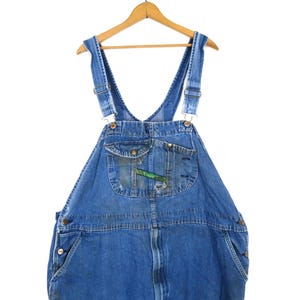 Distressed Vintage KEY Bibs Worn In Jean Overalls Denim Bib Overalls Work Pants / 50 x 30