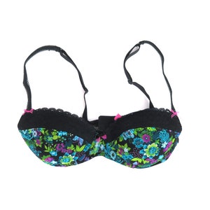 Vintage Betsey Johnson Bra Floral Lingerie Bra Top tag size 32B