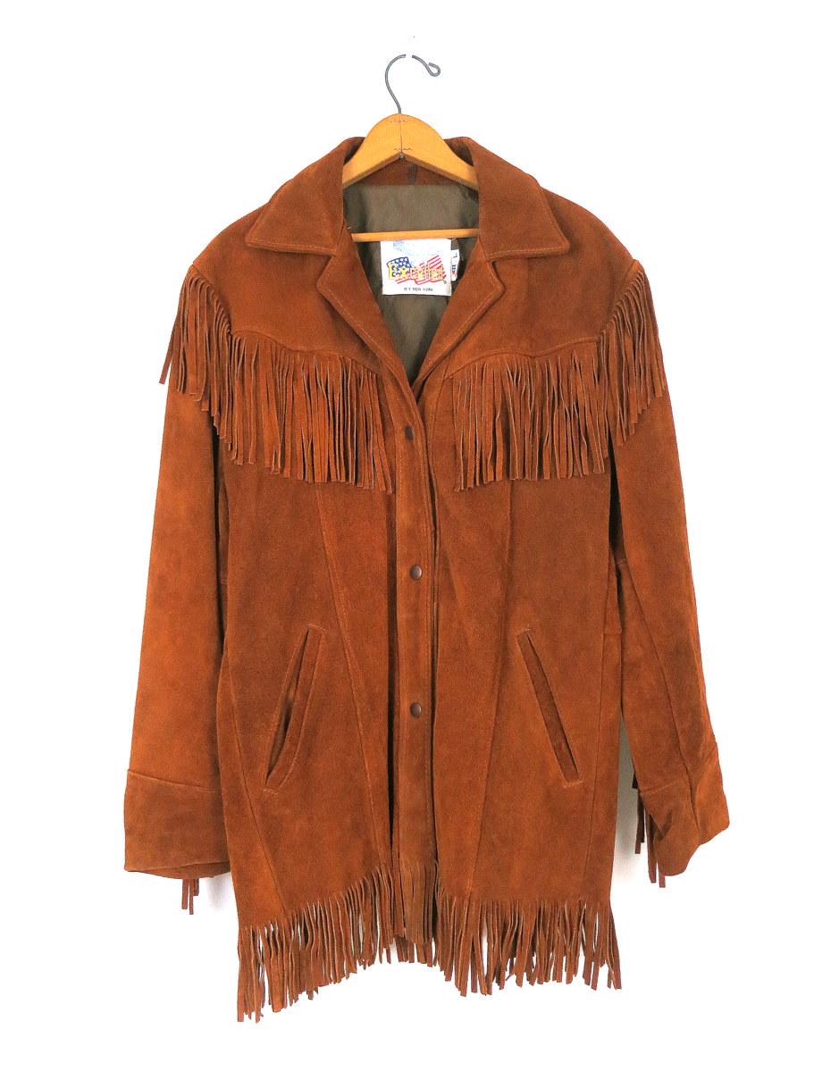 Vintage 1970s Suede Fringe Western Jacket - Size Large - Etsy