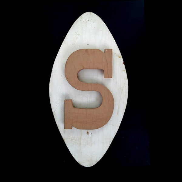 1960's Large Wooden Letter "S" Tall Vintage Distressed Wood Letter, Handmade Retro Signage Art Letter, Eclectic Farmhouse Decor, Wall Art