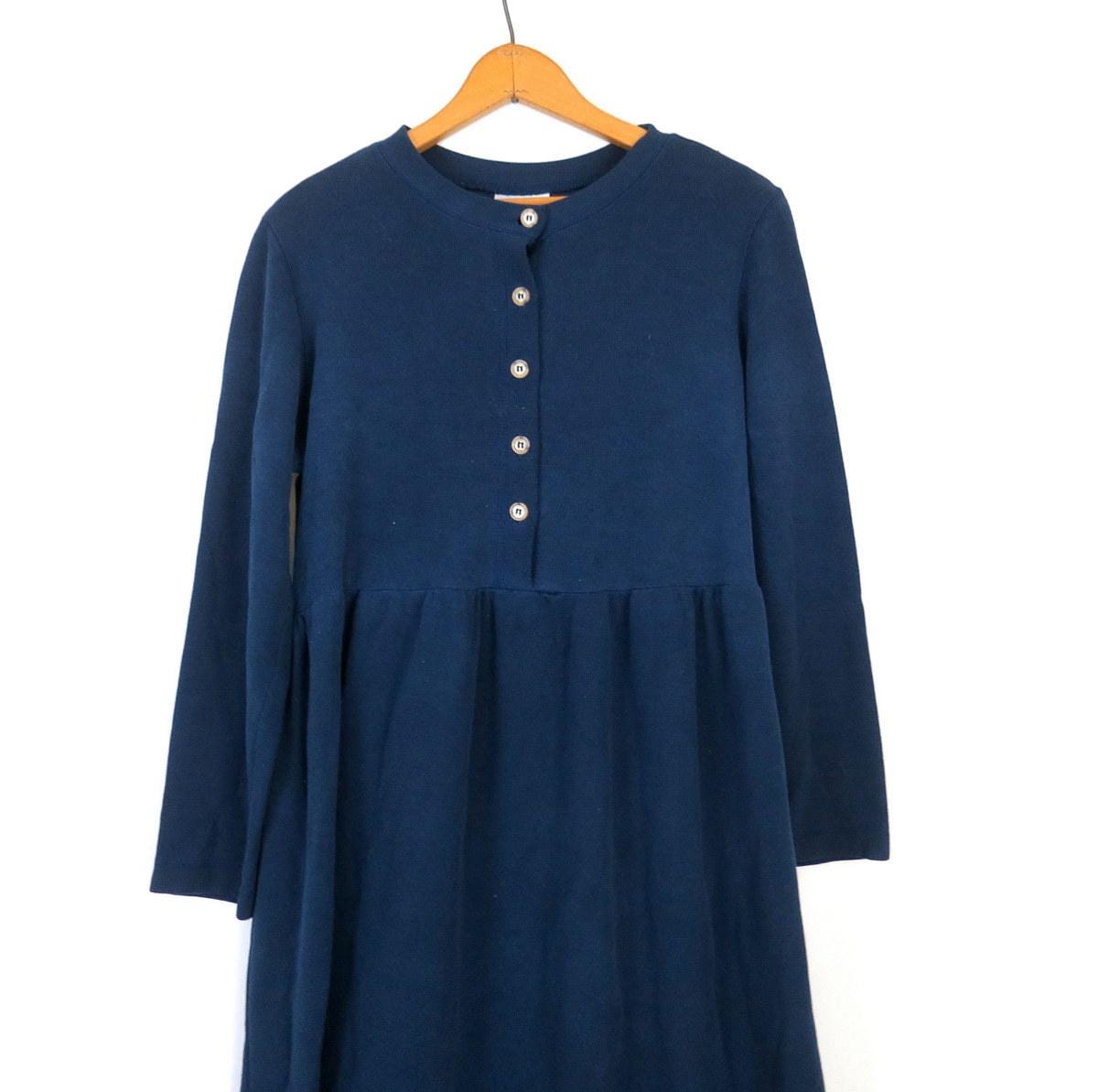 Navy Blue Thermal Dress / Vintage 90s Long Underwear