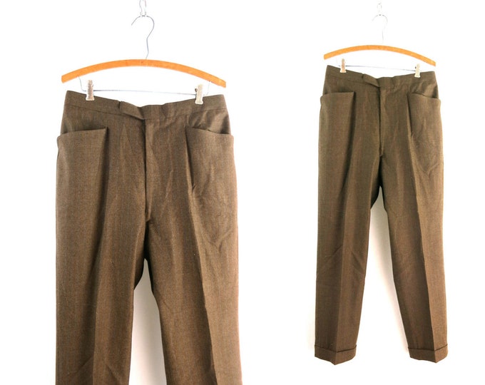 1960s Brown Suit Pants Baggy Trousers Men's Cuffed Suit Etsy