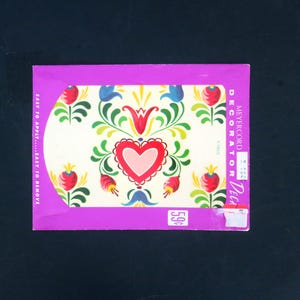 Vintage Meyercord ambachtelijke stickers halverwege de eeuw volkskunst decoupage harten collagepapier