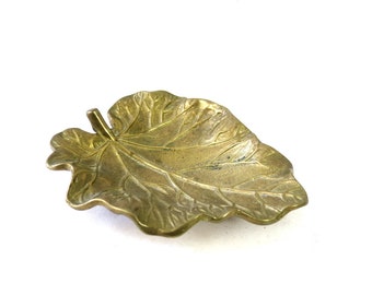 Brass Leaf Dish | Vintage Brass Trinket Tray