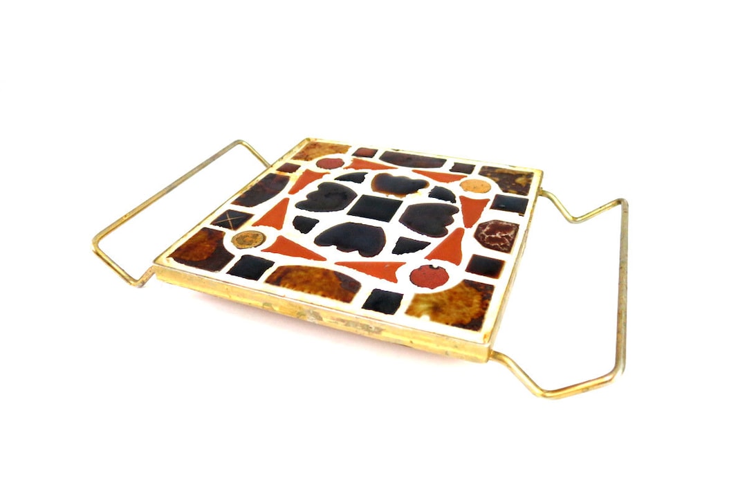 Mid Century Tile Trivet Hot Plate Vintage Tile Trivet Hot Pad Boho Home