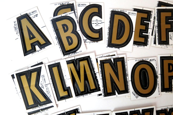 1 Vintage Letter Sticker Decal Black & Gold Dri-mark Meyercord Sticker /  Deadstock Alphabet Stickers A-Z 