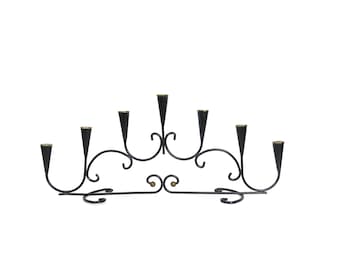 Vintage candelabra Black skinny Metal Candle Holder Modern Ranch Home Decor Centerpiece Gunnar Ander Ystad Metall Candleholder: 7-Candle