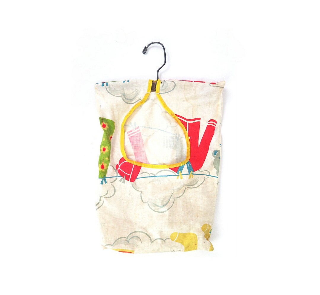 Vintage Clothespin Bag Fabric Clothespin Pocket Hanger Etsy