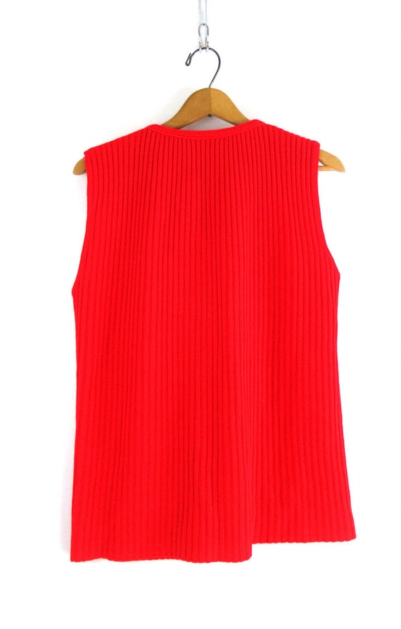 Vintage 1970s Red Sweater Vest Tunic Sleeveless C… - image 5