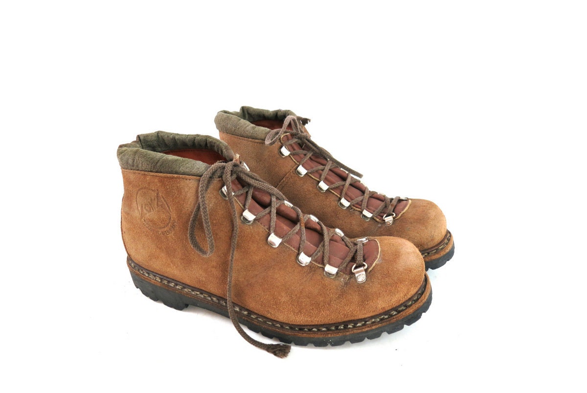Vintage LOWA Boots Brown Suede Leather Mountain Hiking Boots