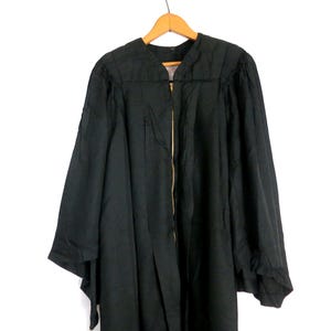 Vintage Choir Robe Black Graduation Gown Collegiate Gown Mid Century Church Robe OSFM