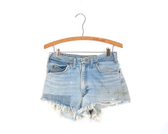 vintage Penny's Ranchcraft Denim Shorts Short OOK effet vieilli et patché/taille de 28 po.