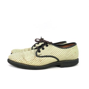 1970s Mint Green Leather Brogues Retro Oxford Derby Shoes Lace Up Vintage Dress Shoes Men's 7 Women's 8.5 / maq