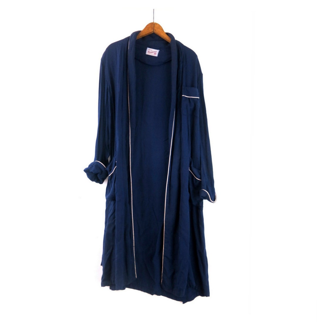 Vintage 1960s Bathrobe Styled by Standard | Blue Unisex Bath Robe With ...