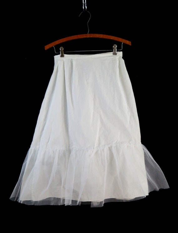 White Petticoat Vintage Tulle Skirt Cotton Slip S… - image 2