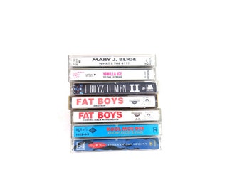 7 Vintage Cassette Tapes Fat Boys Kool Moe Dee Mary J Blige Vanilla Ice Boyz II Men / 1980s 90s  RapMusic Tapes