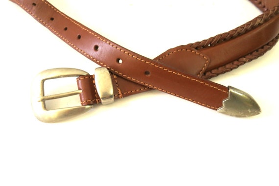 Brown Leather Stetson Belt Braided Leather Belt V… - image 2