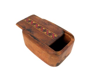 Small Wooden Heartwood Stash Box Curio Case Incense Box with Sliding Lid Potpourri Box Inlaid Wood Snuff Box