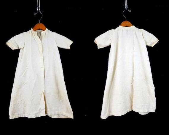 Antique Cotton Flannel night Dress White Edwardian