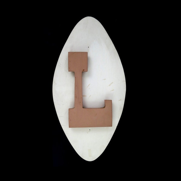 1960's Large Wooden Letter "L" Tall Vintage Distressed Wood Letter Handmade Retro Signage Art Eclectic Farmhouse Decor Wall Hanging Art