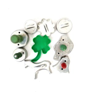 Vintage Aluminum metal Cookie Cutters / Wooden Handle Santa Cookie Cutter Collection