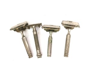 4 Vintage Antique Razors Barber Salon Decor