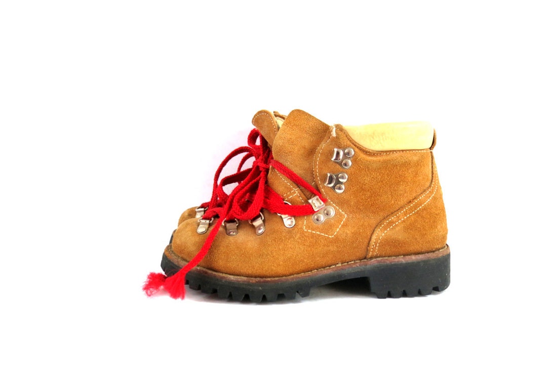 Vintage Scats by Gallencamp Leather Hiking Boots Red Laces Rugged