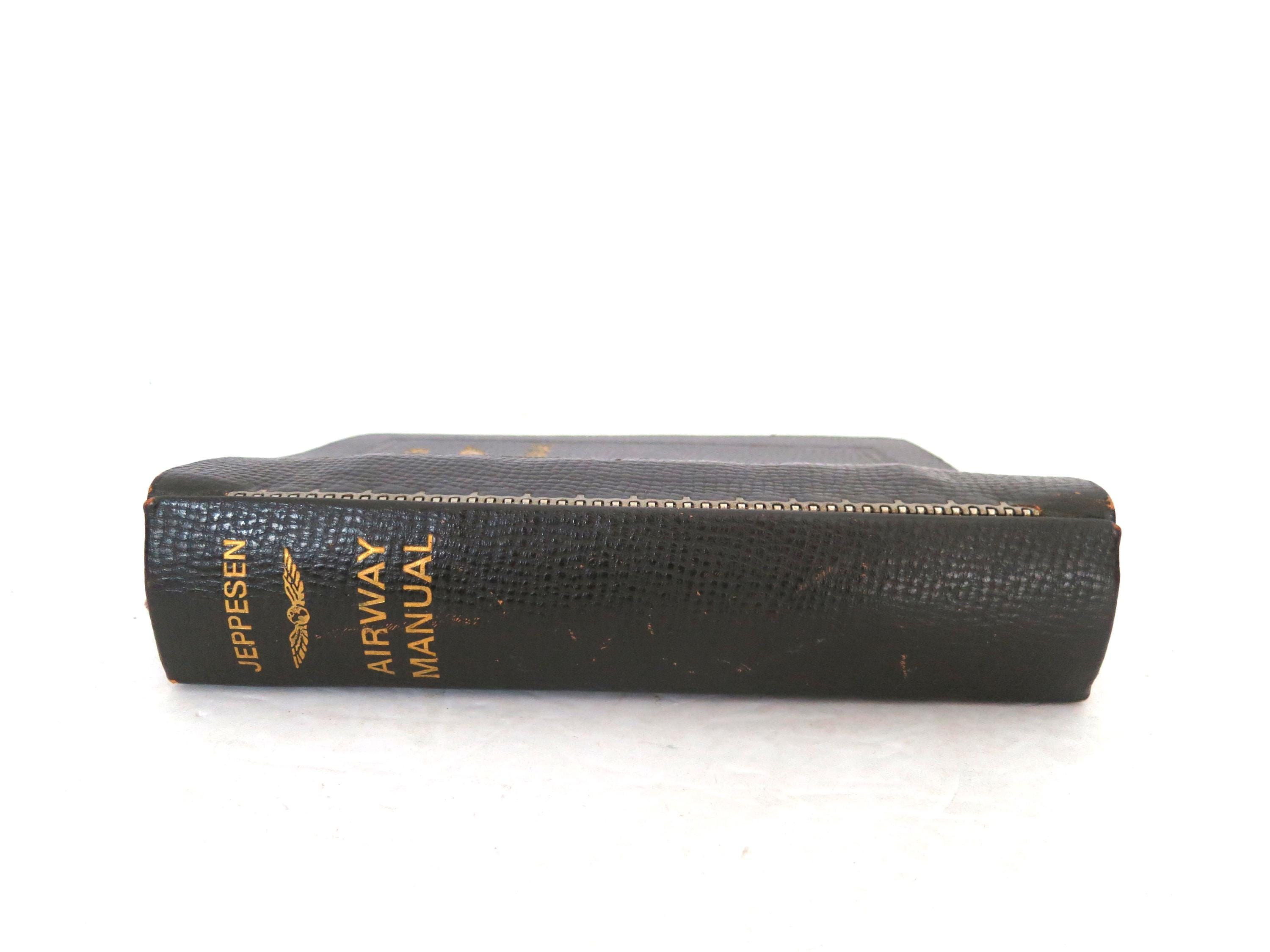 Vintage Leather Jeppesen Airway Manual 7 Ring Binder Office Supply