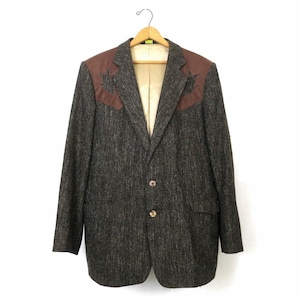 Cowboy Western Wool Blazer Jacket | Vintage Rockabilly Sport Coat / Trego&#39;s Western Wear Suit Coat / Men&#39;s 44 L