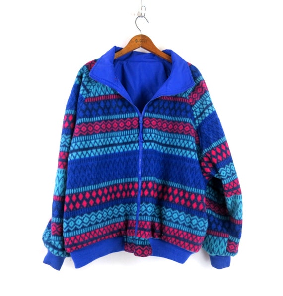 Vintage Reversible Jacket 90s Fleece Windbreaker Coat Size 2X - Etsy