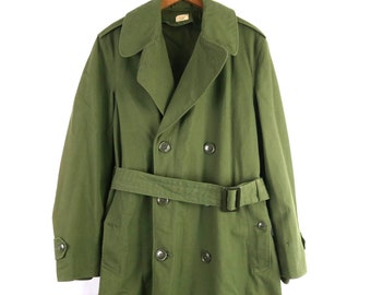 Pardessus militaire vert trench-coat militaire | Trench croisé avec ceinture | | Petit Régulier / maq
