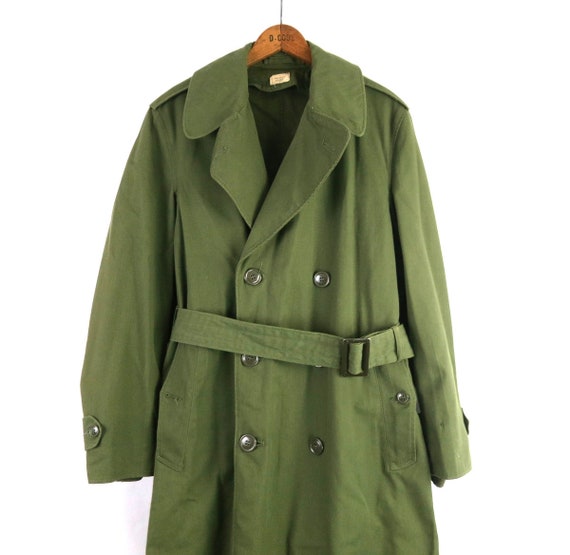 Green Army Trench Coat Military Issue Overcoat | … - image 1