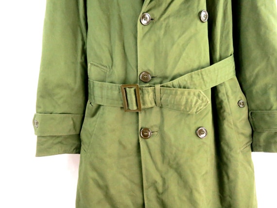 Green Army Trench Coat Military Issue Overcoat wi… - image 7