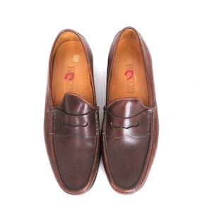 Lands End Brown Penny Loafers Vintage Leather Shoes Slip on Loafer Shoes Preppy Men&#39;s Dress Shoes Size 10