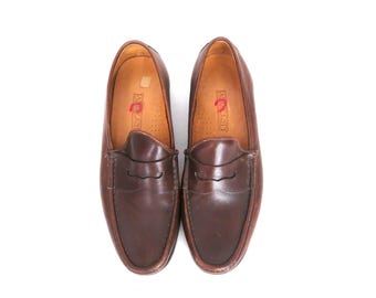 Lands End Vintage Brown Leather Penny Loafers - Men's Size 10