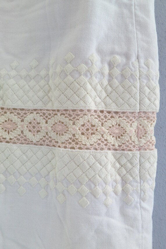 Vintage Crocheted Maxi Dress Long White Cotton Bo… - image 3