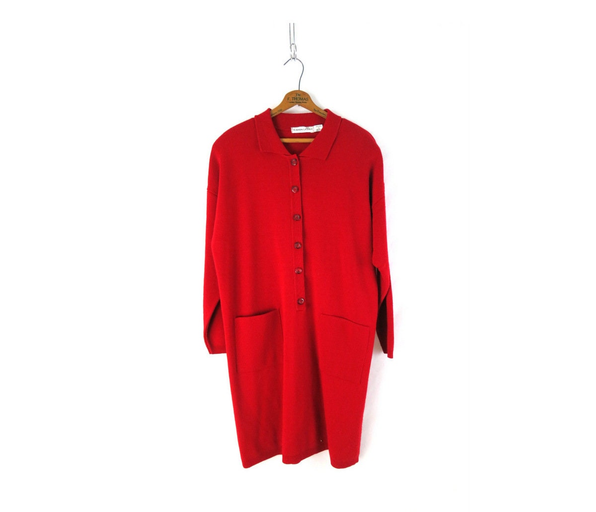 Long Red Tunic Sweater Dress Mini 