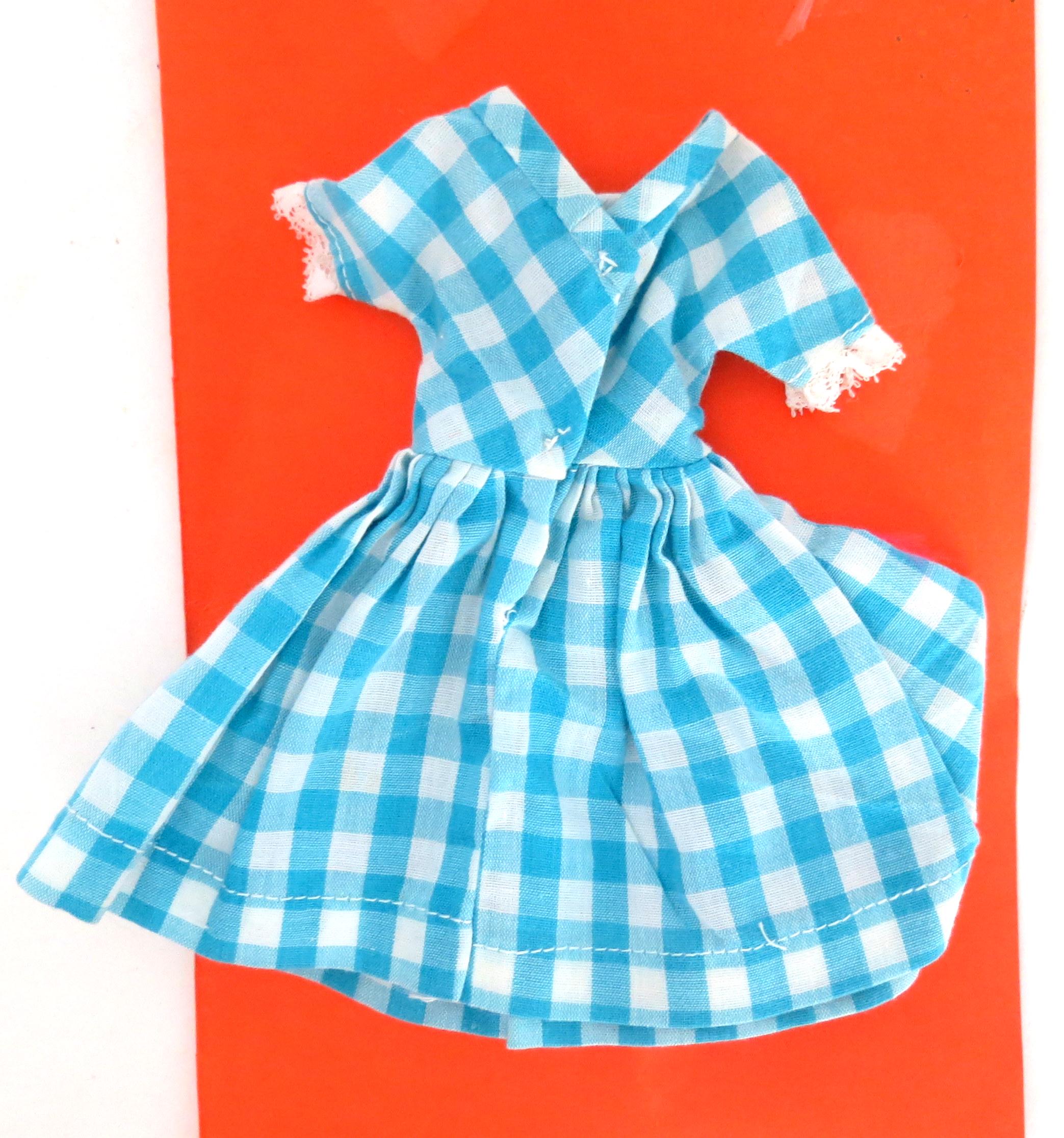 Vintage 1960s Barbie Doll Dress: Blue & White Gingham