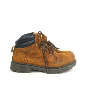 Vintage Brahma Work Boots: Brown Suede Leather Lace up  display picture 3