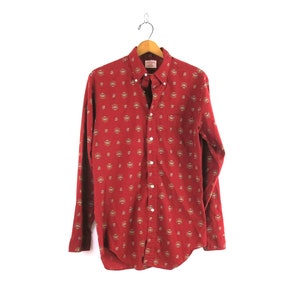 Vintage McGregor Oxford Shirt: Red Cotton Crest Pattern, Size Medium