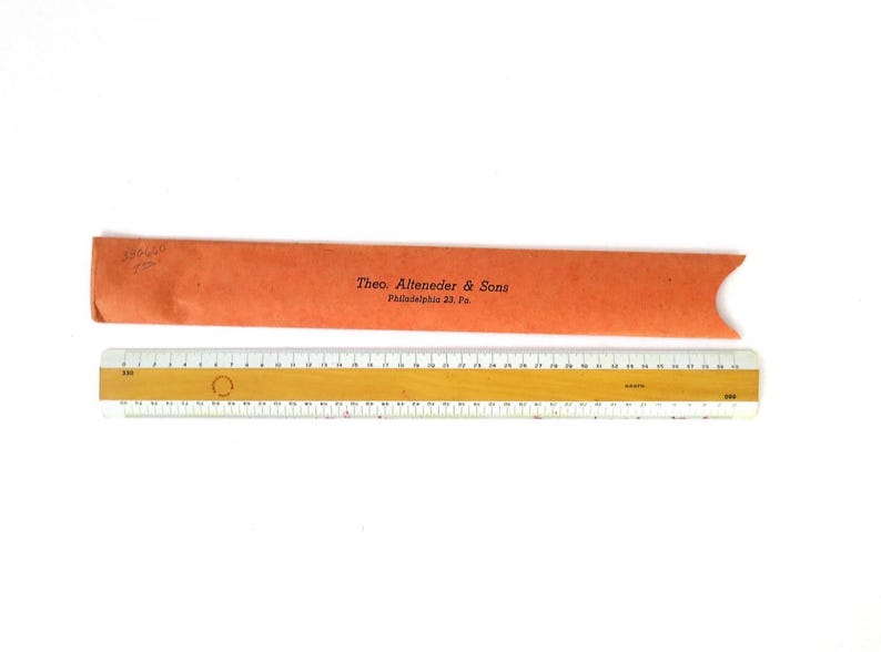 Vintage Theo. Alteneder & Sons Drafting Scale Ruler Wood and Plastic ...