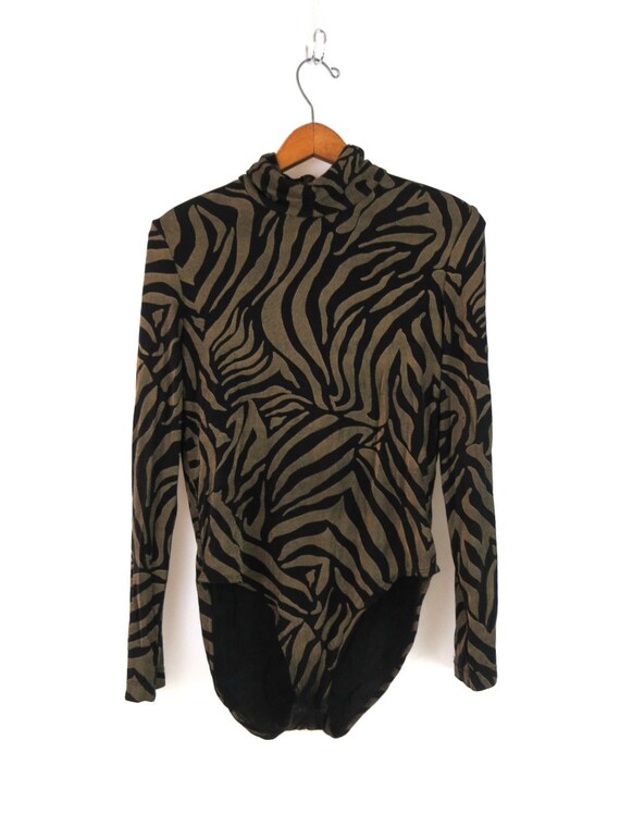 Animal Print Bodysuit One Piece Leotard Long Slee… Gem