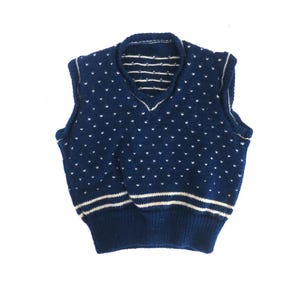 Vintage 1960s Blue V-Neck Children&#39;s Sweater Vest