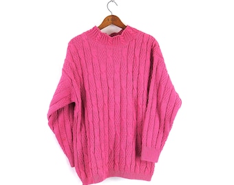 Maglione di cotone rosa / Maglione a collo alto vintage / Maglione Cherokee Preppy anni '90 / Taglia media da donna